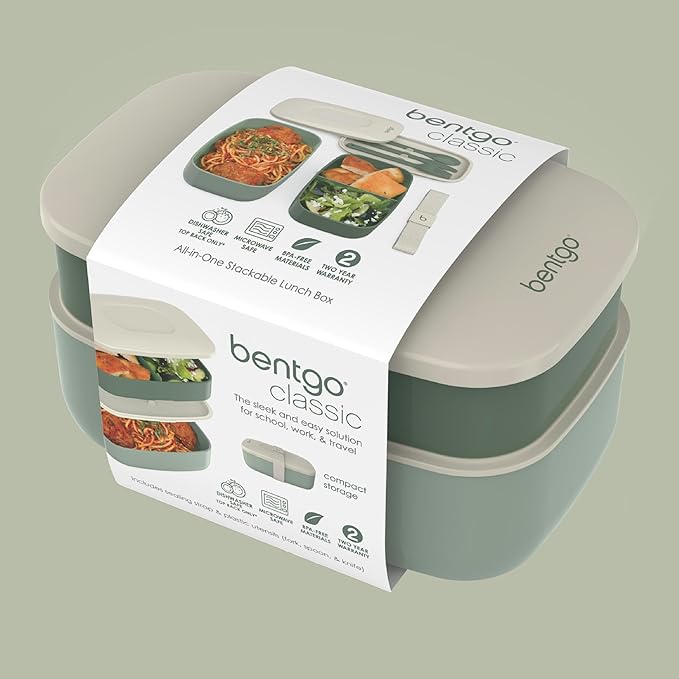 Bentgo Classic Stackable 3-Compartment Adult Bento-Style Lunch Box