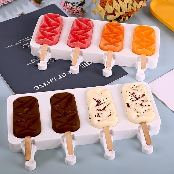 Sakolla 2 Pack 4 Cavities Diamond Shape Silicone Popsicle Molds