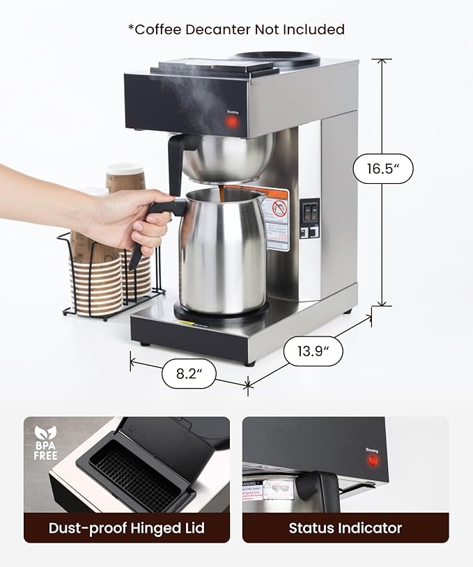 SYBO 12-Cup Commercial Pour Over Coffee Maker with 2 Warmers