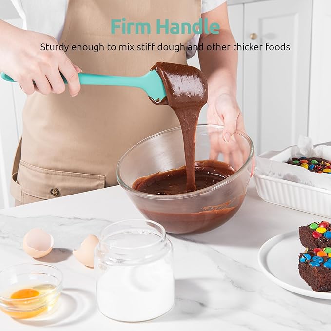 U-Taste Silicone Spatula Set, 600ºF High Heat Resistant, 3-Pcs, Aqua Sky
