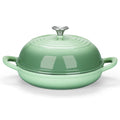E-far Dutch Oven for Sourdough Bread Baking, 6 Qt Round Enameled Cast Iron Dutch Oven for Homemade Artisan Bread, Dome Lid & Shallow Base, Matte Black Interior & Durable, Oven-Safe to 500℉, Green