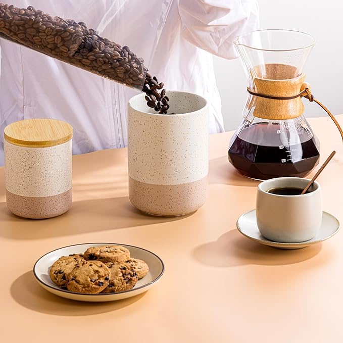 Kitchen Canister for Counter, Ceramic Food Storage Containers with Lids