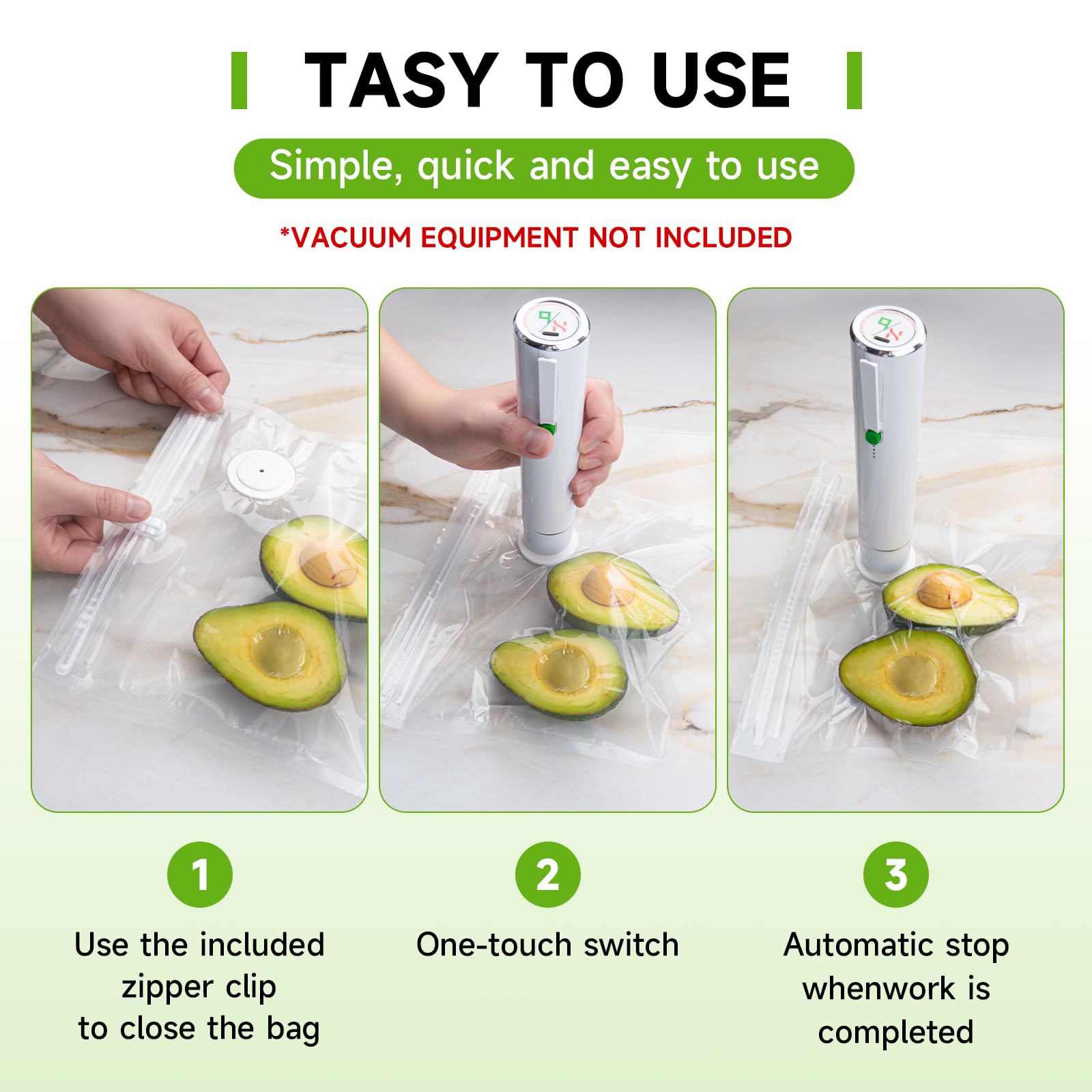 Vixino Vacuum Sealer Bags, 40 Reusable Vacuum Sealer Bags for Food, BPA-Free, Meal Prep and Sous Vide Cooking,Works for Handheld Sealer and Vac Sealer Machine with External Vacuum Systems