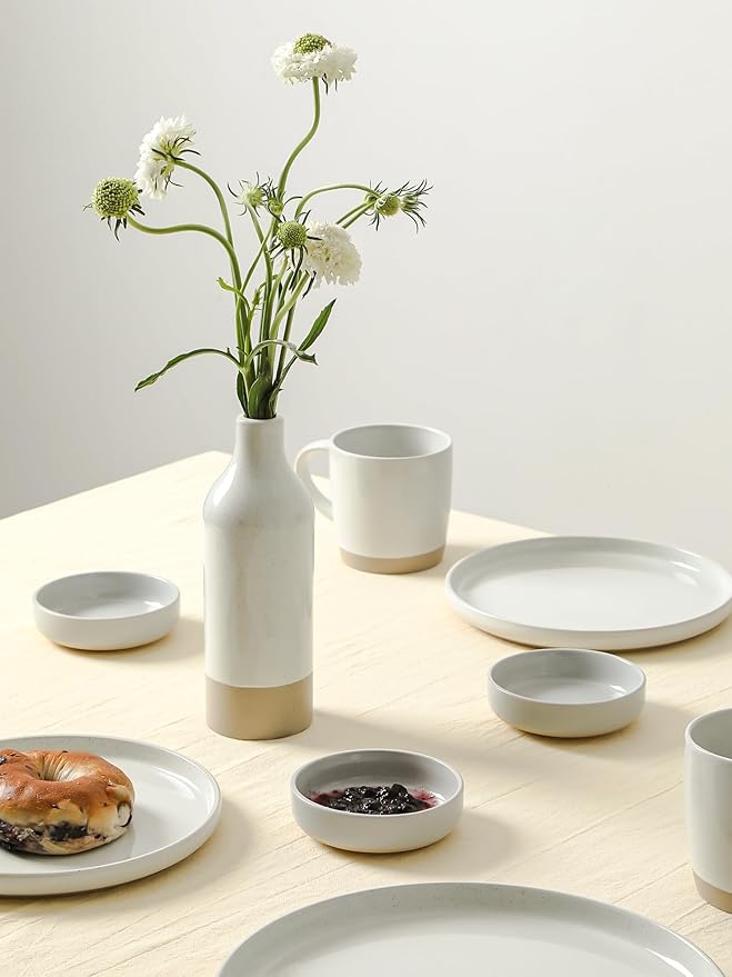 famiware Ceramic Soy Sauce Dish, 4oz Dipping Bowls Set of 6, Light Gray