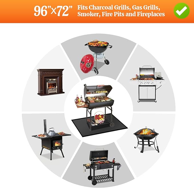 96 ×72 Inch Double-Sided Fireproof Under Grill Mats for Outdoor Grill