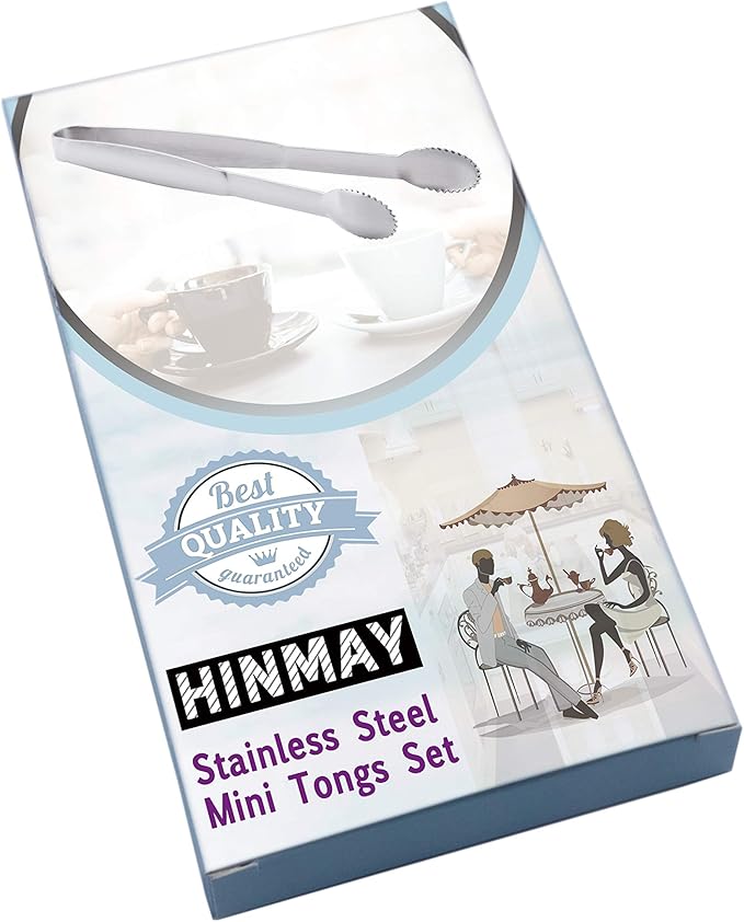 HINMAY Mini Tongs 5-3/4 Inch Stainless Steel Small Serving Tongs, Set of 4