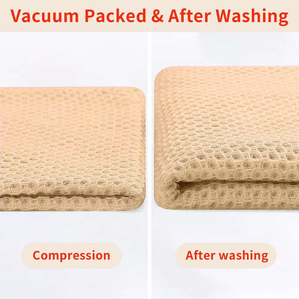 Homaxy 100% Cotton Waffle Weave Kitchen Dish Towels, Ultra Soft Absorbent Quick Drying Cleaning Towel, 13 x 28 Inches, 8-Pack, Apricot
