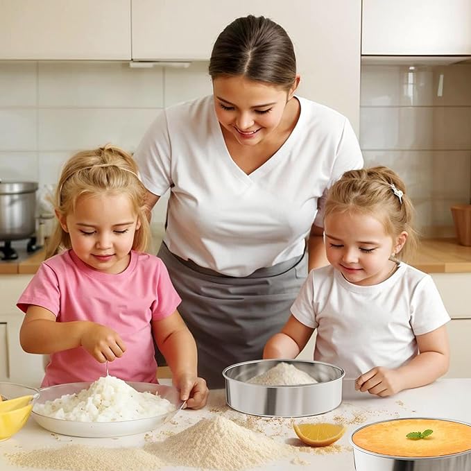 7 Inch Round Cake Pans, 3PCS Stainless Steel Cake Pan &100 Parchment Paper