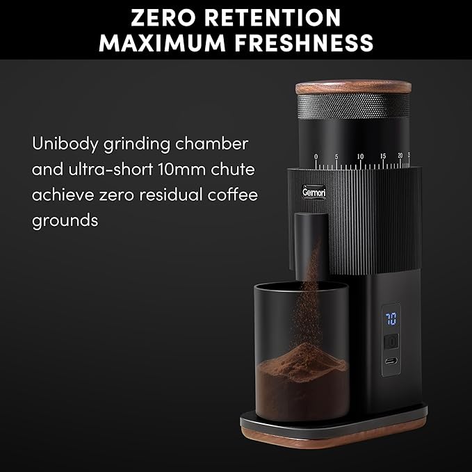 Portable Electric Burr Coffee Grinder,Wirsh Geimori T38 with 3600mAh Battery& Stepless Adjustment for Espresso,Pour Over,French Press, Single Dose, Fast USB-C Charging,Travel & Home Use,Black