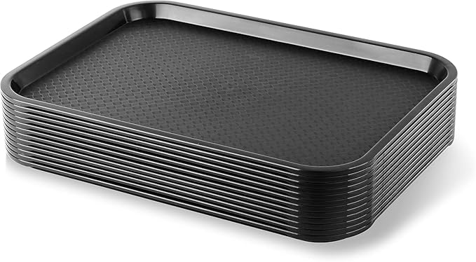 New Star Foodservice Fast Food Tray, 12 x 16 Inch, Set of 12, Black