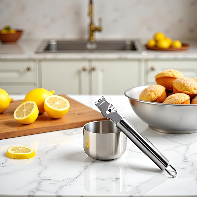 JJLFresheners Stainless Steel Lemon Zester Grater with Channel Knife and Hanging Loop Lemon Orange Citrus Zester Grater Grips Kitchen Tool Practical Processed Graters, Peelers and Slicers, 1, Silver