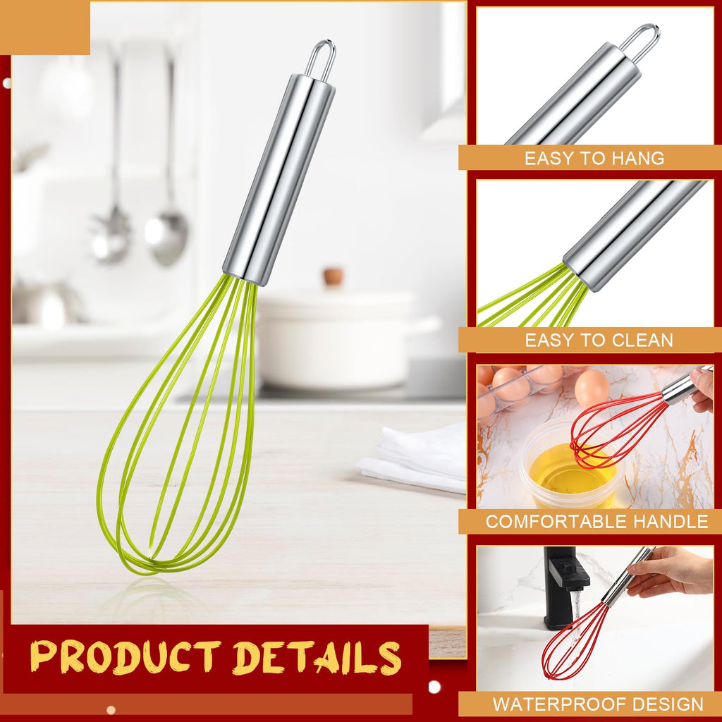FoldTier 48 Sets 10 Inch Whisks Bulk DIY Fillable Whisk Gifts Colored Silicone Whisks for Cooking Heat Resistant Egg Beaters for Candy Holder Party Favors