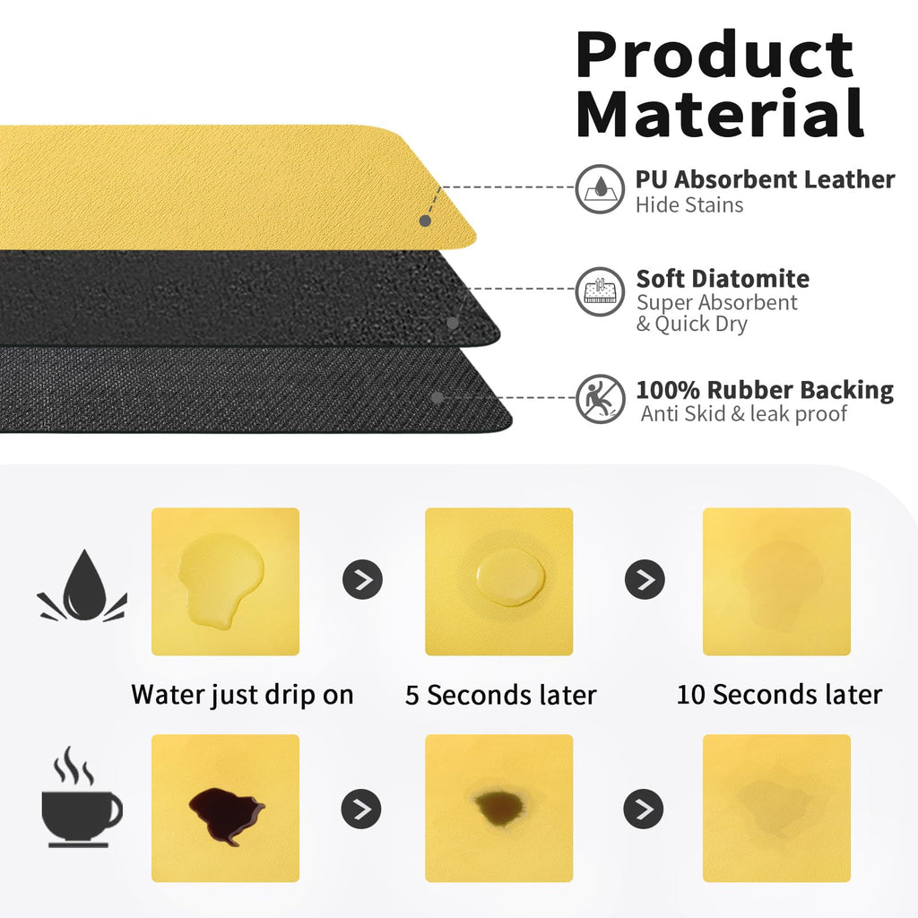 HotLive Coffee Mat - Absorbent Hide Stain Rubber Backed Dish Drying Mat for Kitchen Counter - Bar Mats for Countertops Accessories Fit Under Coffee Maker Espresso Machine