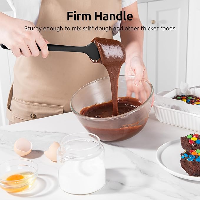 U-Taste Silicone Spatula Set, 600ºF High Heat Resistant, 3-Pcs, Black