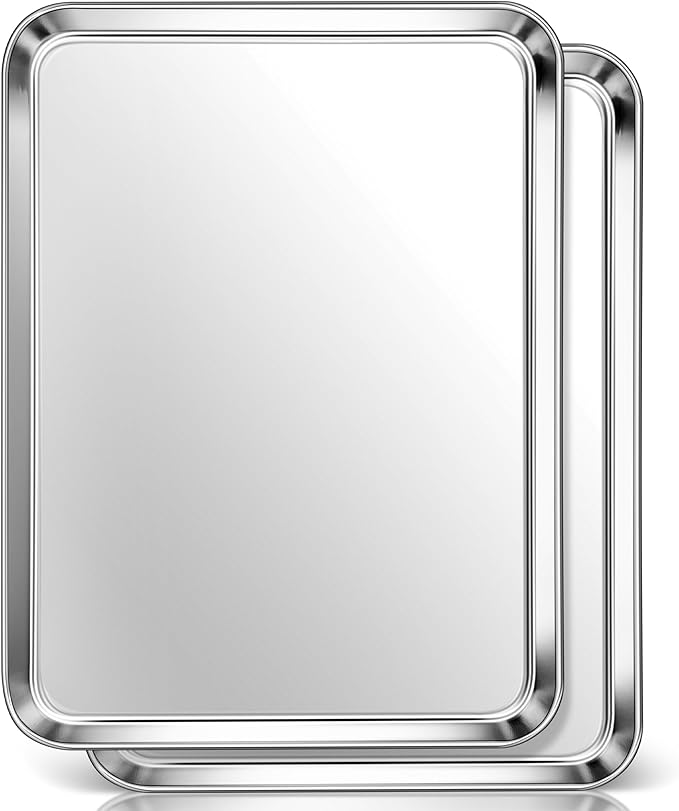 Homikit 2 Pack 18x13 Inch Stainless Steel Baking Half Sheet Set, Nonstick