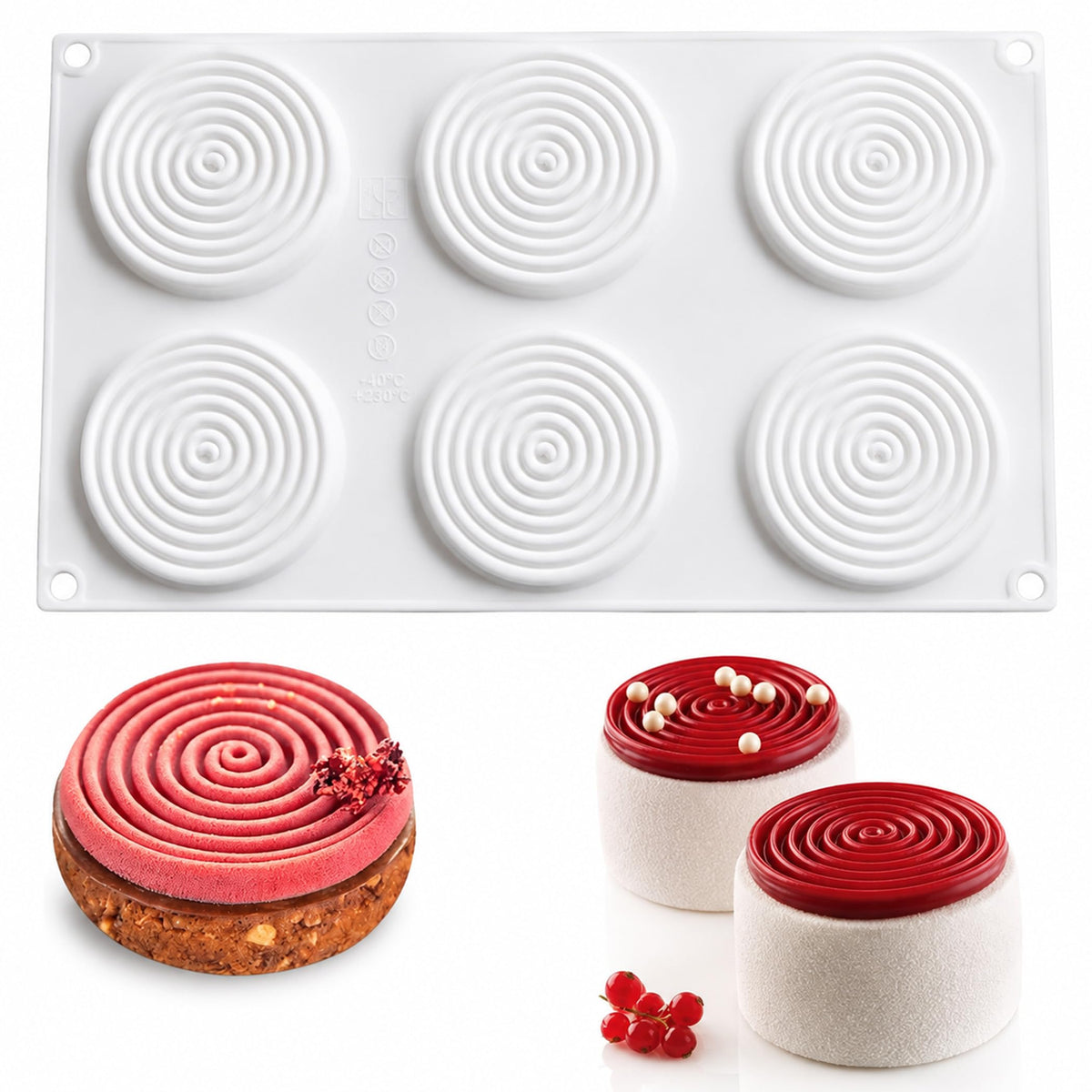 OCPO Kitchen Orange Silicone Mold for Baking Mousse Cake, 8 Cavities