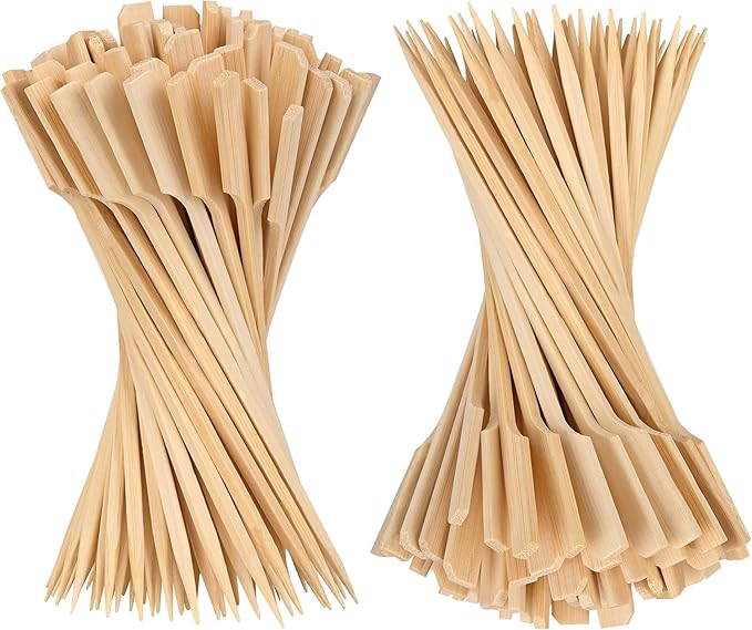 PFIEIFPO Bamboo Skewers 12 Inch,200 PCS Cocktail Skewers, Wooden Skewers for Appetizers，BBQ，Fruit Kabobs，Sandwich，Drink.…