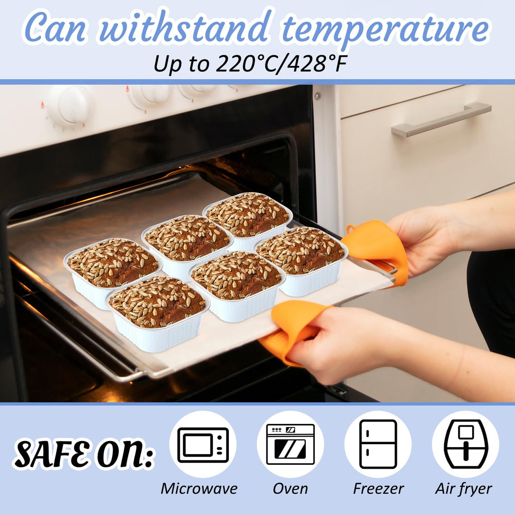 Aoriher 150 Pcs 10 oz Mini Cake Pans with Lids White