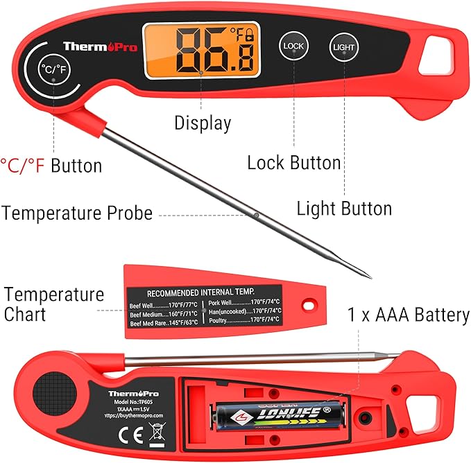 TempPro TempSwift Instant Read Meat Thermometer for Cooking