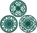Extra Thick Silicone Trivet Mat for Hot Dishes, Hot Pots and Pans, Pot Holder, Hot Pad to Protect Your Table and Countertop, Kitchen Decor and Accessories,Malachite Green,Set of 3