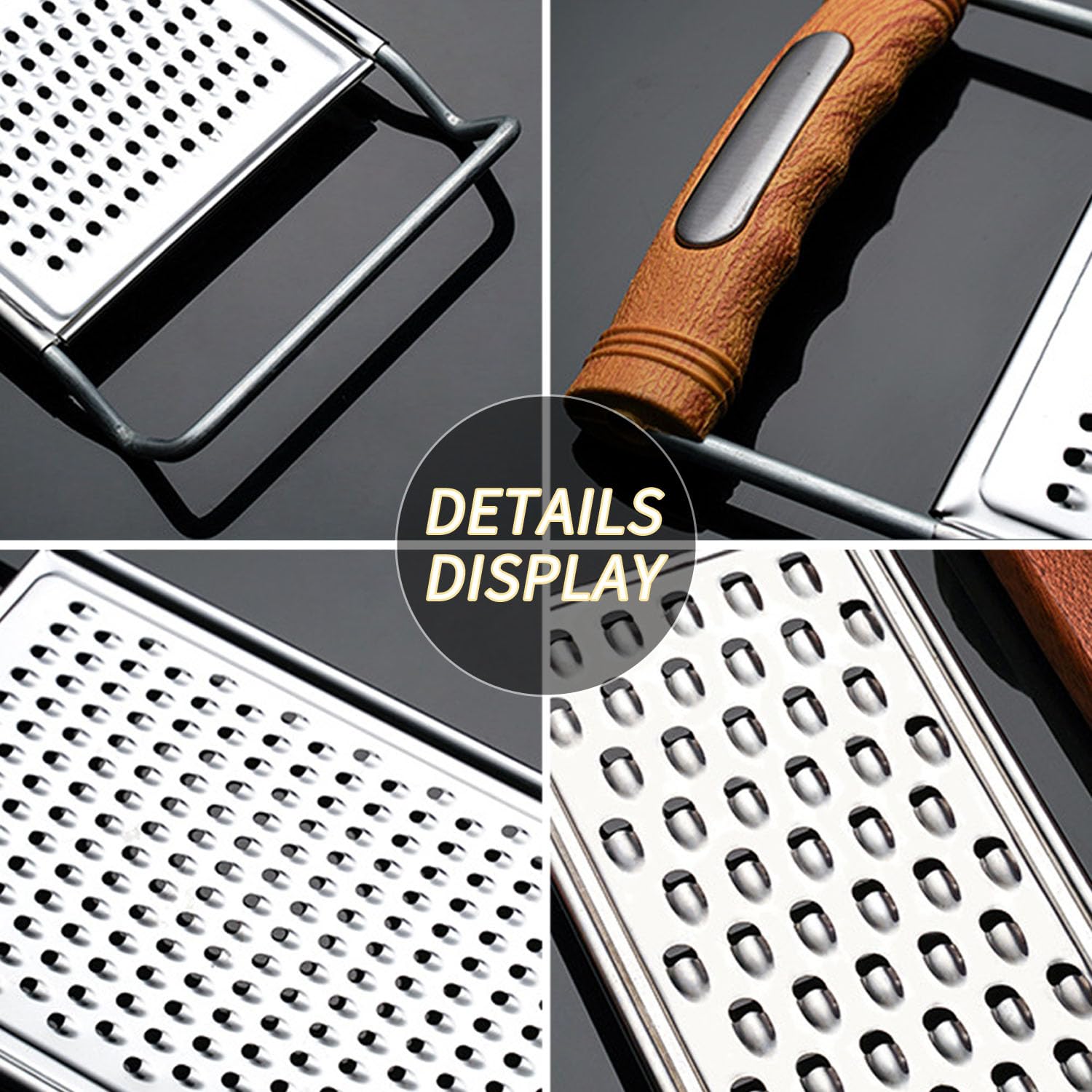 2 Pack Stainless Steel Handheld Grater Set, Coarse & Fine Kitchen Zester for Cheese, Vegetables, Chocolate & Spices