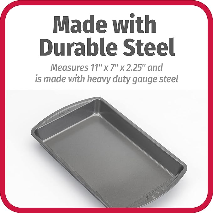 Good Cook Everyday Baking Pan with Scratch-Resistant Metal-Utensil Safe Nonstick, 7 x 11-Inch, Gray