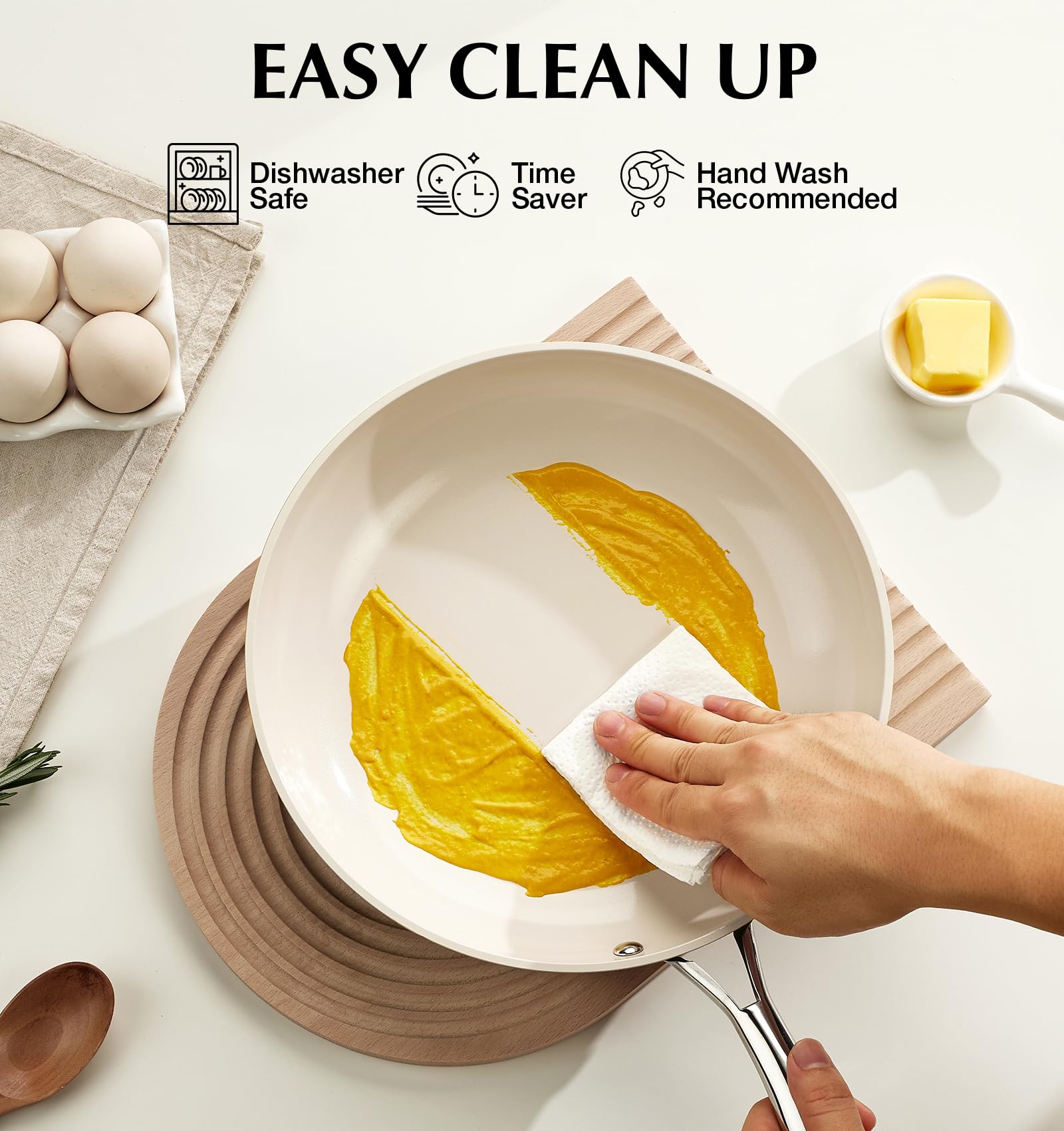 KOCH SYSTEME CS 10 Inch Ceramic Frying Pan with Lid, Non Stick Frying Pan with Stainless Steel Handle, Ceramic Skillet for Cooking, Induction Compatible Skillet, PTFE & PFOA Free, Oven Safe, Green