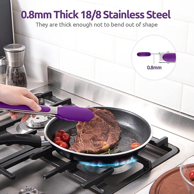 U-Taste Kitchen Tong for Cooking, 480ºF Heat-Resistant Tps, 9in/Purple