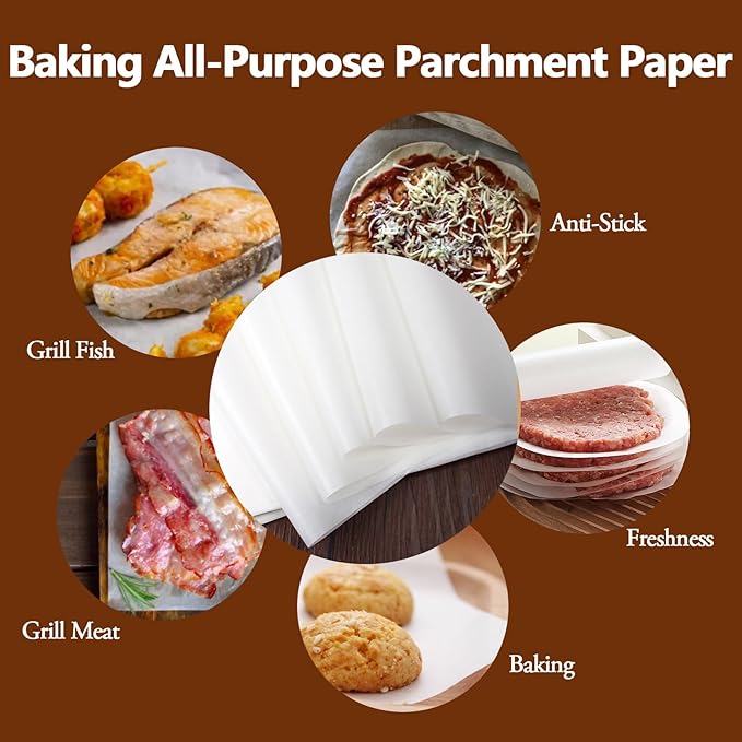 200PCS Thickened Parchment Paper, 12×16 In Heavy Duty & Non-Toxic Unbleached Parchment Baking Paper, Parchment Paper Sheets for Bread Making, Pastry Baking, Daily Kitchen Use, No Cut Needed (Brown)