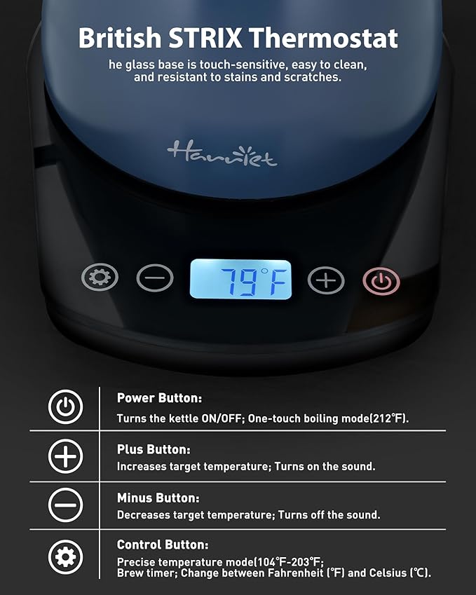 Harriet Gooseneck Electric Kettle, 0.8L, 1°F Control, Brew Timer