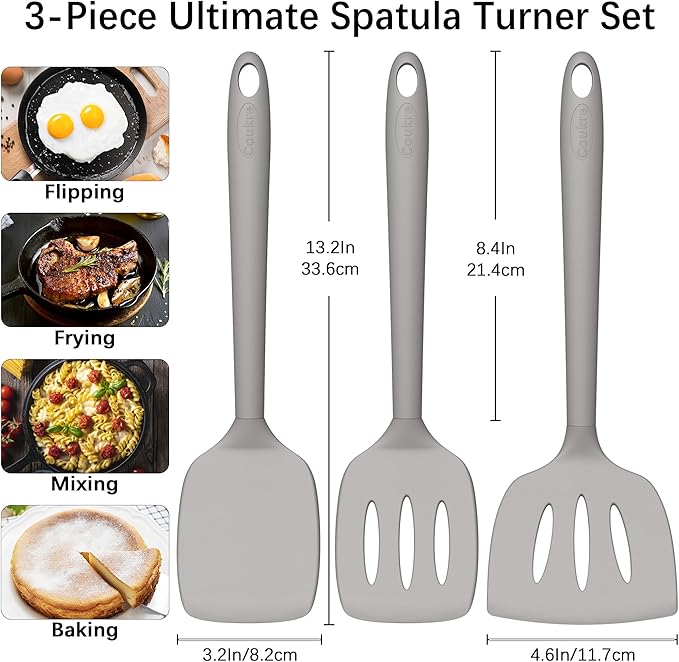 Coukre 3 Pack Silicone Spatula Set, Heat Resistant to 500°F, BPA-Free