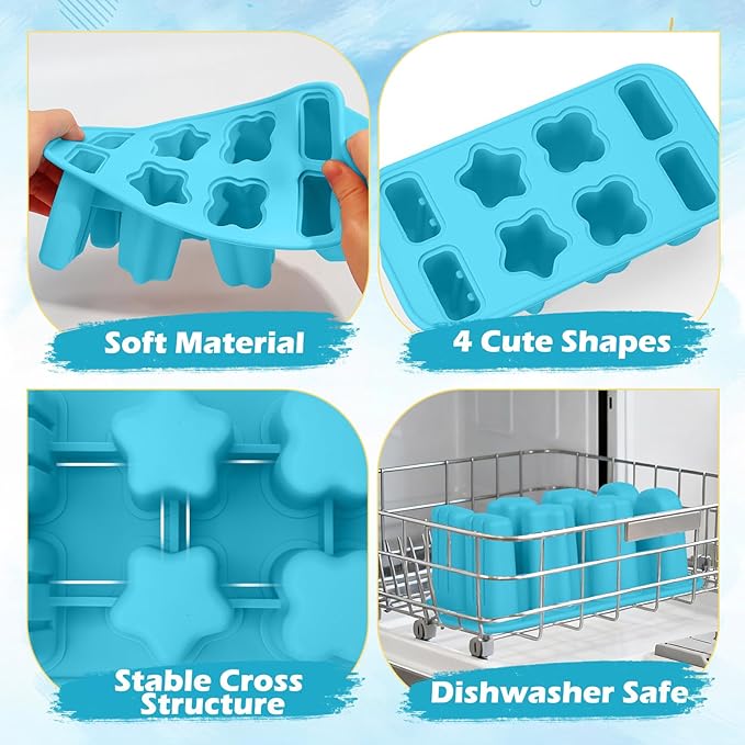 Firstfooby Popsicles Molds, 8-Cavity Silicone Popsicle Molds with 50 Sticks, BPA-Free Ice Pop Mold Popsicle Maker with Funnel & Cleaning Brush for Kids Adult Teens