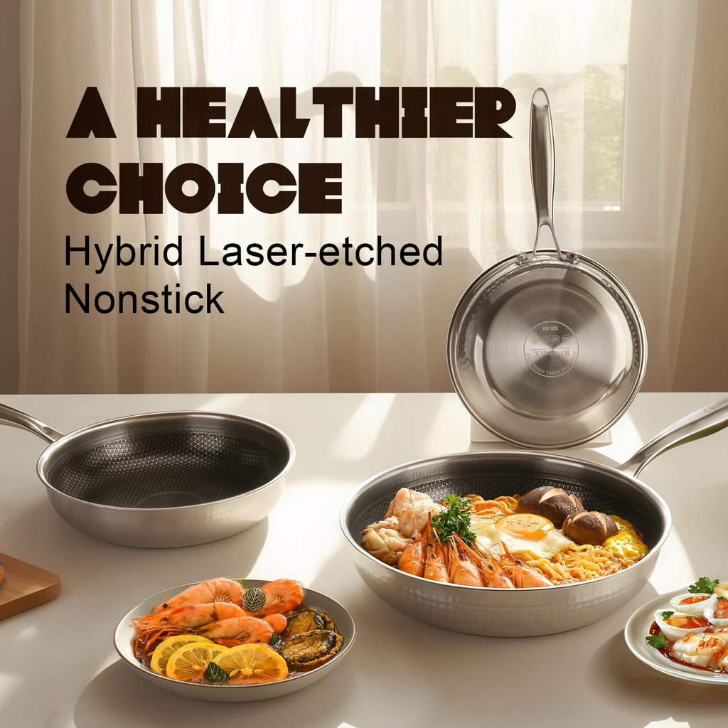 RisenutX Hybrid 12 inch Stainless Steel Non Stick Skillet