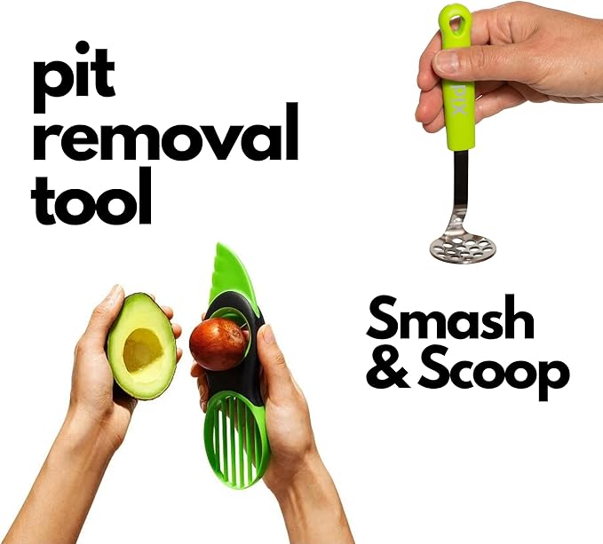 2pc Avocado Tool Set in Box - 3-in-1 Avocado Slicer with Cutter & Pit Remover + Mini Masher