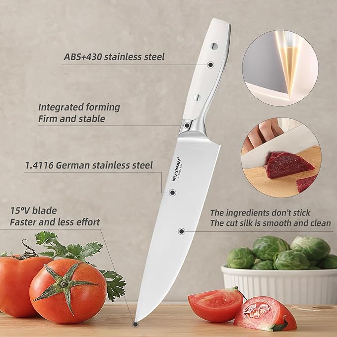 Musifan 3-Piece Chef Knife Set, Professional Ultra Sharp Kitchen Knives For Cooking High Carbon Stainless Steel, With Ergonomic Handle Design (three)