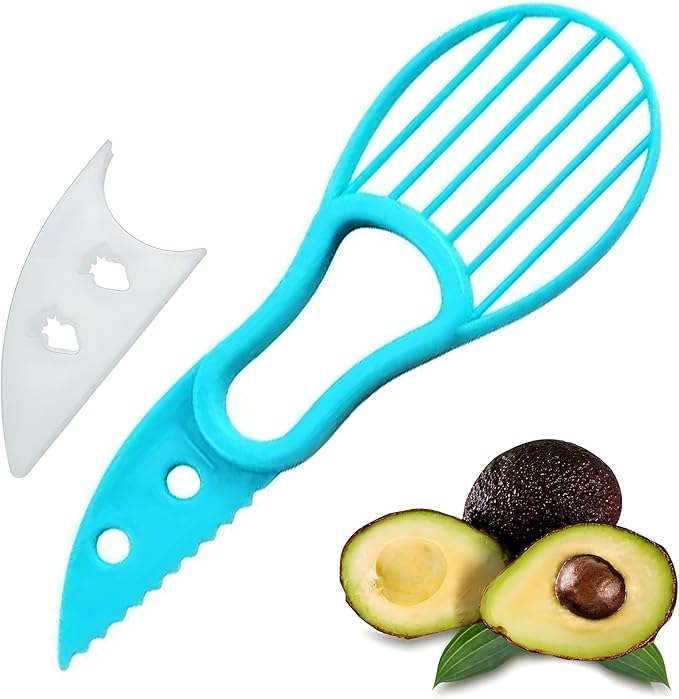 Avocado Slicer Tool 3 in 1, Avocado Pit Remover Kitchen Gadgets, Avocado Corer Tool, Fruit & Avocado Peeler Tools (Sky Blue)