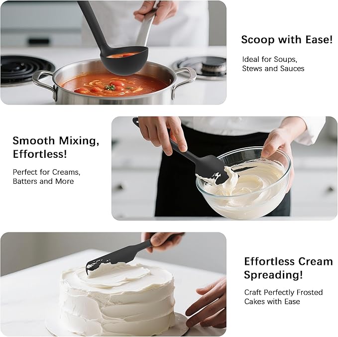Coukre Silicone Kitchen Cooking Utensils Set, Heat Resistant, 14-Piece