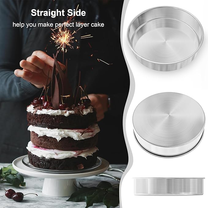 7 Inch Round Cake Pans, 3PCS Stainless Steel Cake Pan &100 Parchment Paper