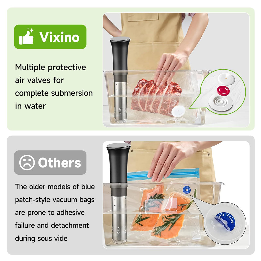 Vixino Vacuum Sealer Bags, 40 Reusable Vacuum Sealer Bags for Food Storage, BPA-Free, Meal Prep and Sous Vide Cooking,Works for Handheld Sealer and Vac Sealer Machine with External Vacuum Systems
