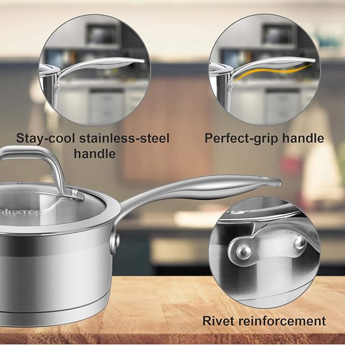 Duxtop Stainless Steel Sauce Pan with Lid, 2.5 Quart Induction Cooking Pot