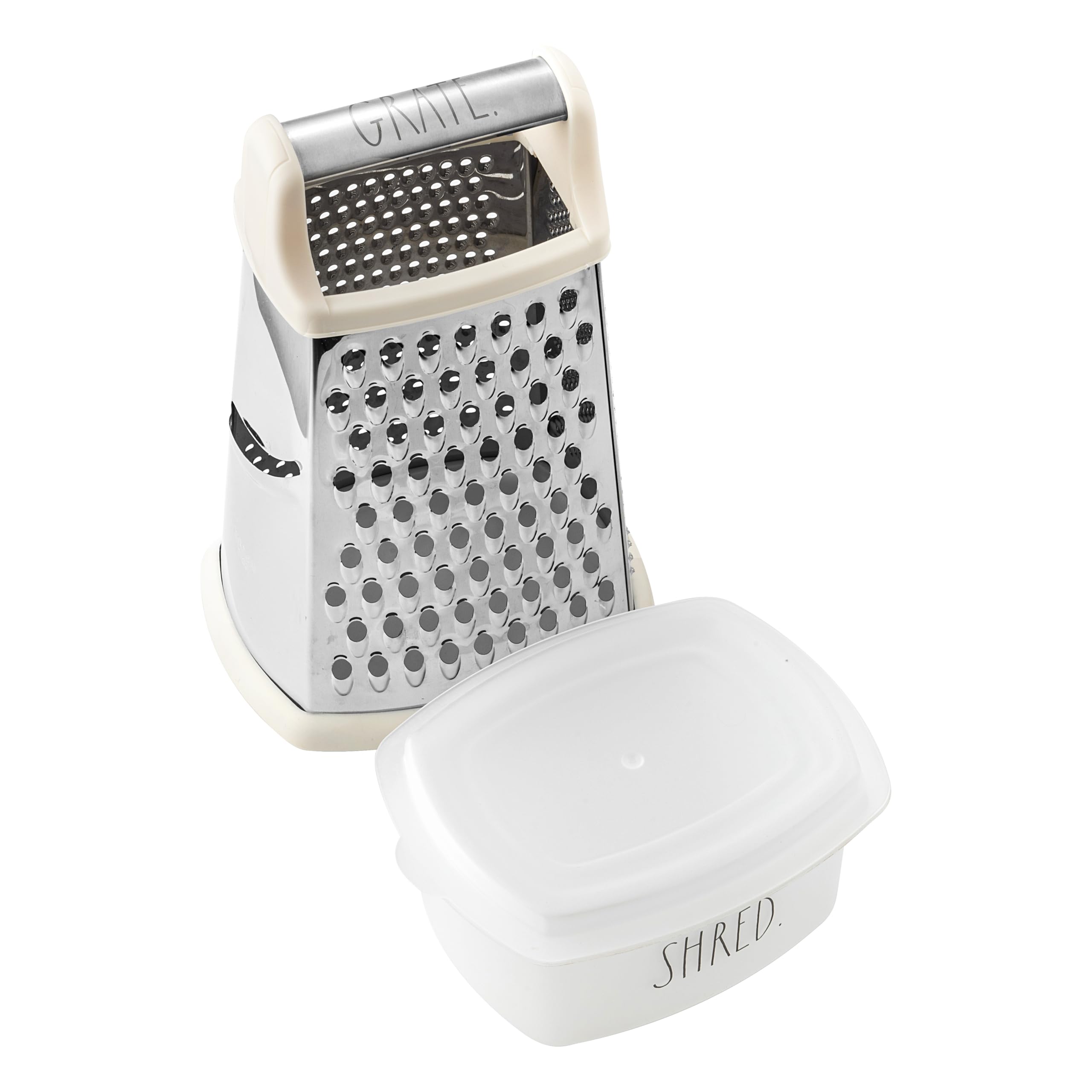 Rae Dunn Everyday Collection Multifunction Grater- Stainless Steel Grater and Zester for Cheese, Spices, Vegetables, Cream