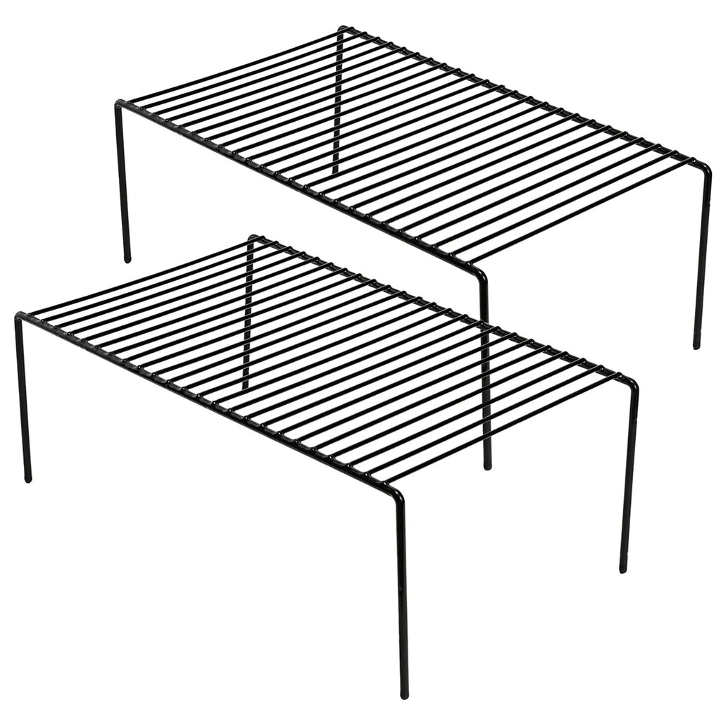 GEDLIRE Kitchen Cabinet Shelf Organizer Set of 2, Medium (13 x 9.4 inch) Metal Wire Pantry Storage Shelves, Dish Plate Racks for Cabinets, Freezer, Counter, Cupboard Organizers and Storage, Black