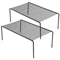 GEDLIRE Kitchen Cabinet Shelf Organizer Set of 2, Medium (13 x 9.4 inch) Metal Wire Pantry Storage Shelves, Dish Plate Racks for Cabinets, Freezer, Counter, Cupboard Organizers and Storage, Black