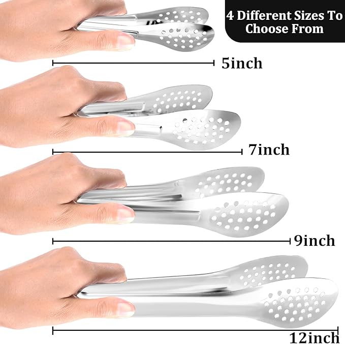 8PCS 9-Inch Serving Tongs,XEVOM Kitchen Tongs,Buffet Tongs,Stainless Steel