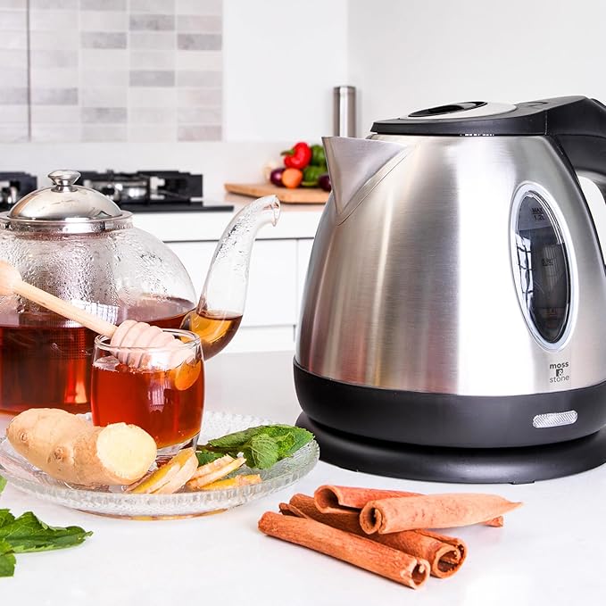 Moss & Stone Stainless Steel Electric Kettle, 1.2L Cordless 1500W