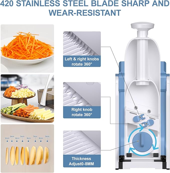 5 in 1 Adjustable Safe Mandoline Slicer for Kitchen with Paring Knife