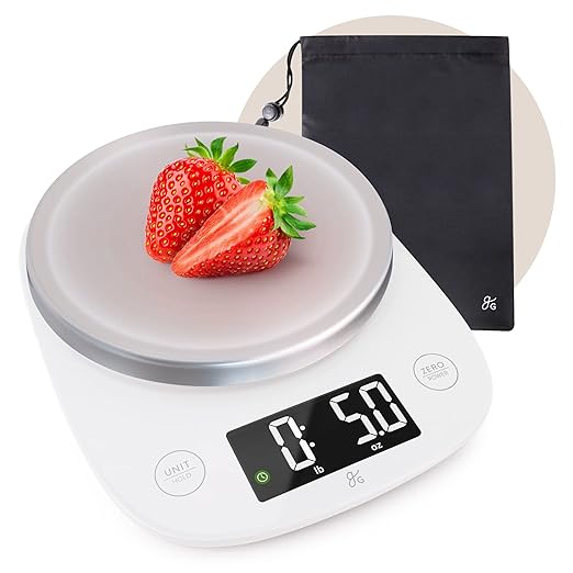 Greater Goods Digital Kitchen Scale for Baking, Sourdough, 11lb Capacity