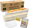 15 Inch Baguette Proofing Basket Set of 2 for Sourdough & French Bread