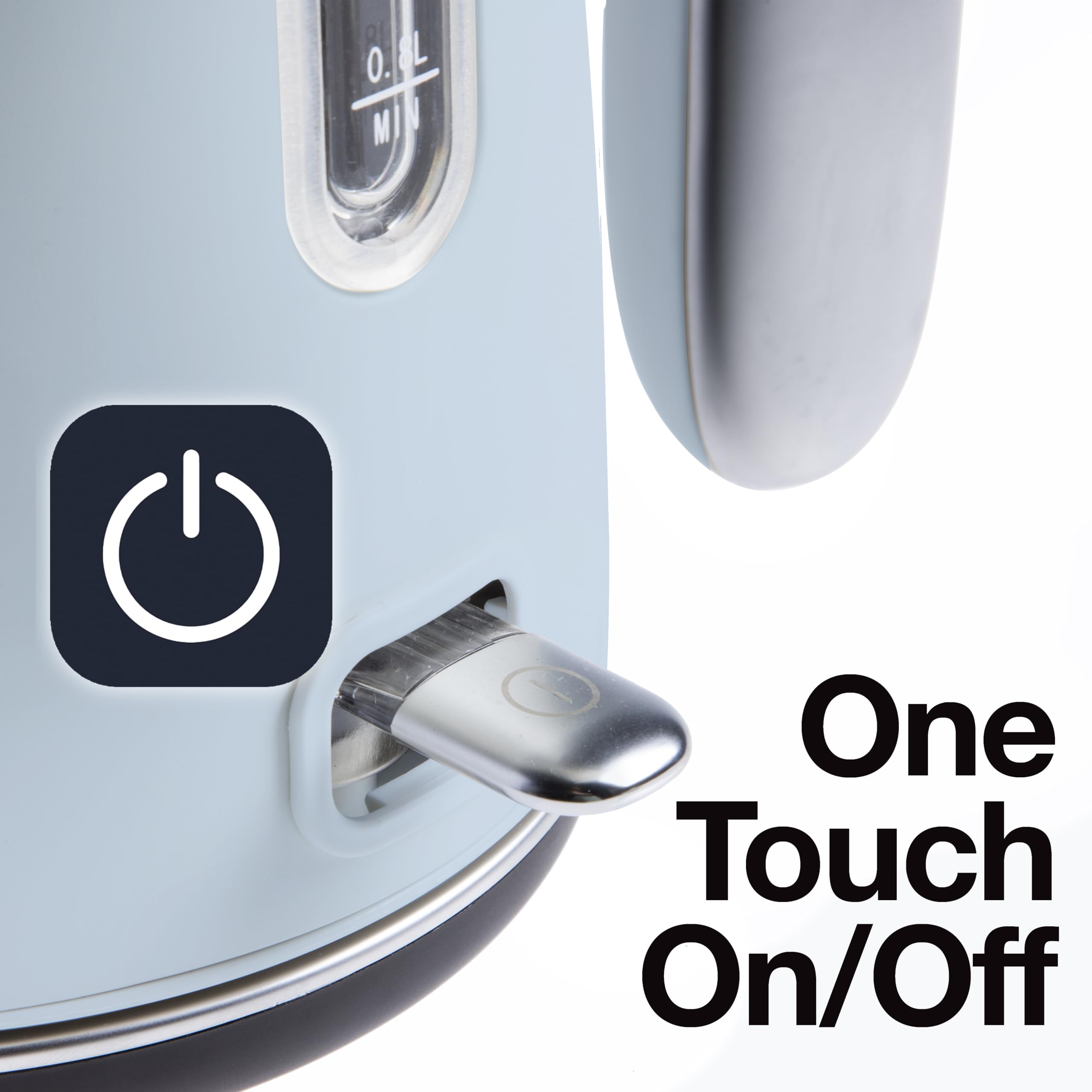 Rae Dunn Electric Hot Water Kettle - Stainless Steel Coffee Maker, Tea Kettle, Swivel Base, With Automatic Shut Off Boil-Dry Protection, Easy Pour, 1500 Watt Boiling Power, 1.7 Liters, Baby Blue