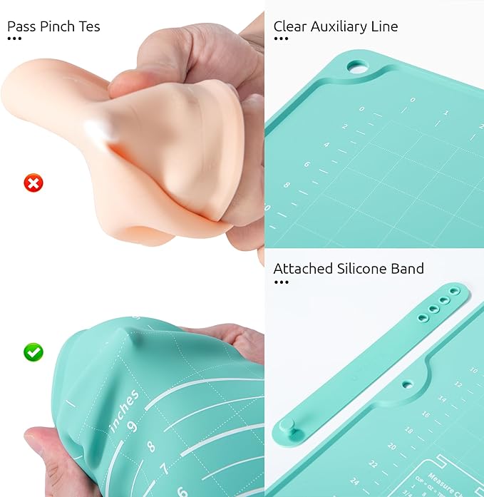 U-Taste Silicone Pastry Mat, Dough Rolling Baking Sheet, 16"x20", Aqua Sky